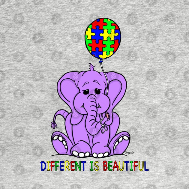 Autism Awareness Baby Purple Elephant DIFFERENT IS BEAUTIFUL by ScottyGaaDo